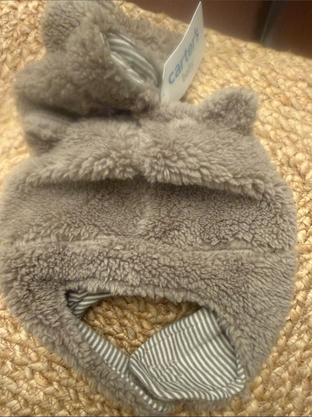 Carter's Cozy Gray Plush Bear Hat for Kids